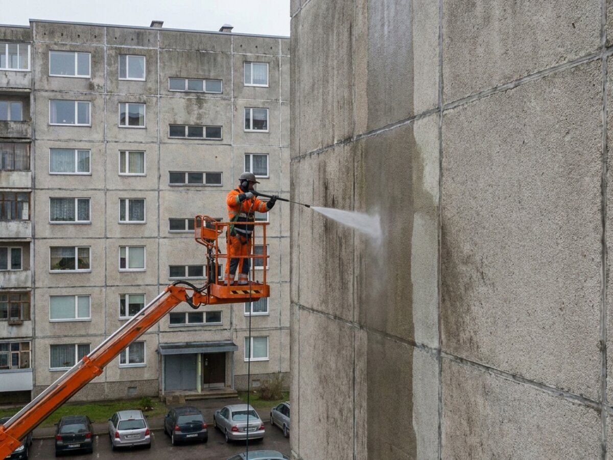Korterelamu panelfassaadi pesu tõstukist Lasnamäel