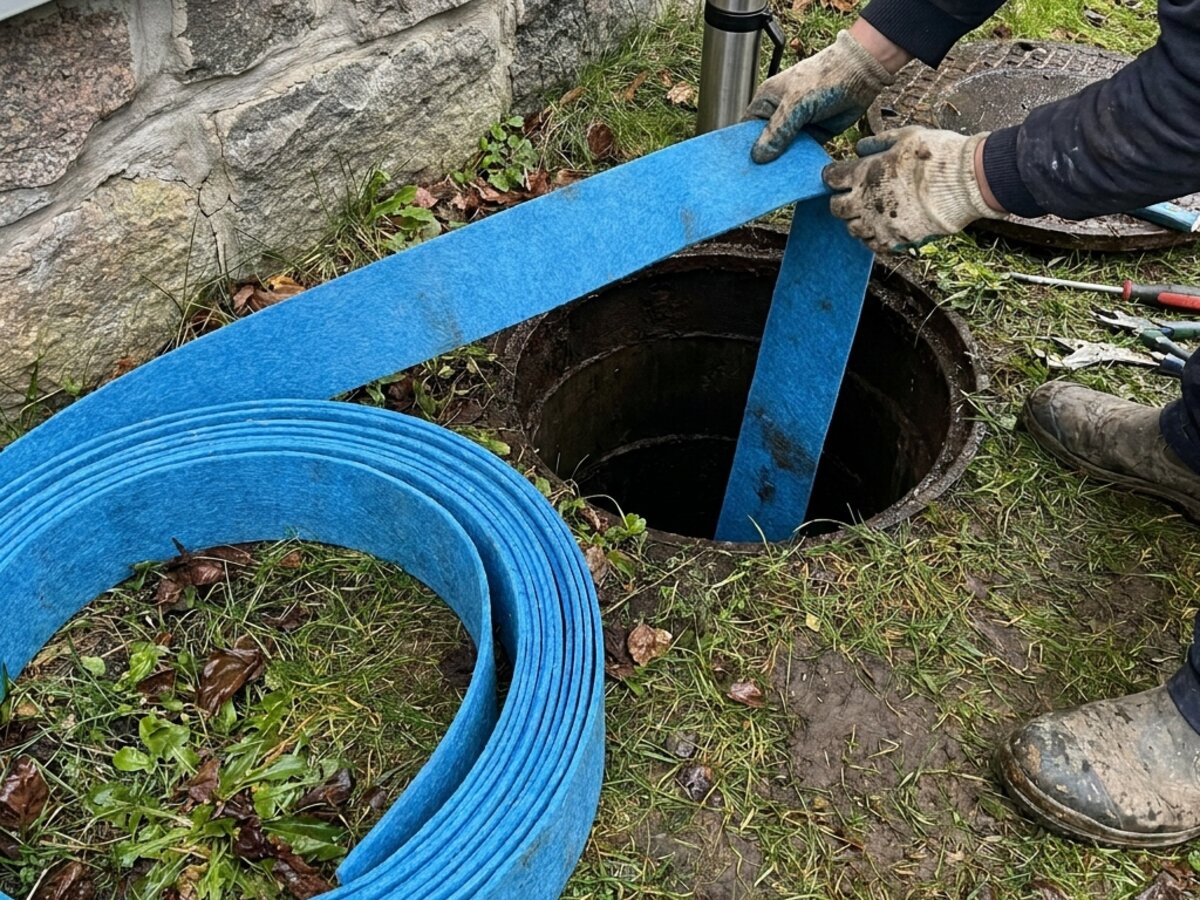 Пресс-соединения PEX-труб у бетонной стены, разводка горячей и холодной воды