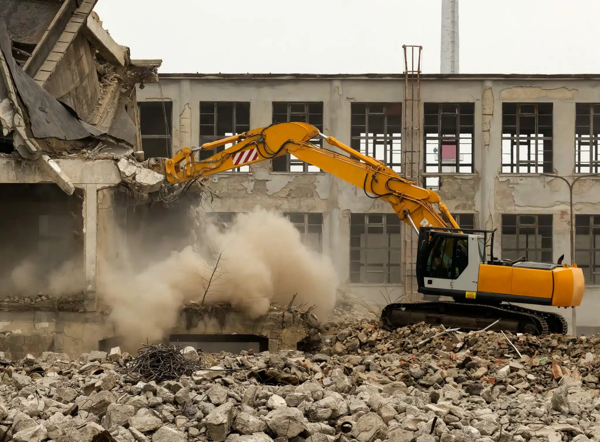 Maja lammutamine rasketehnikaga