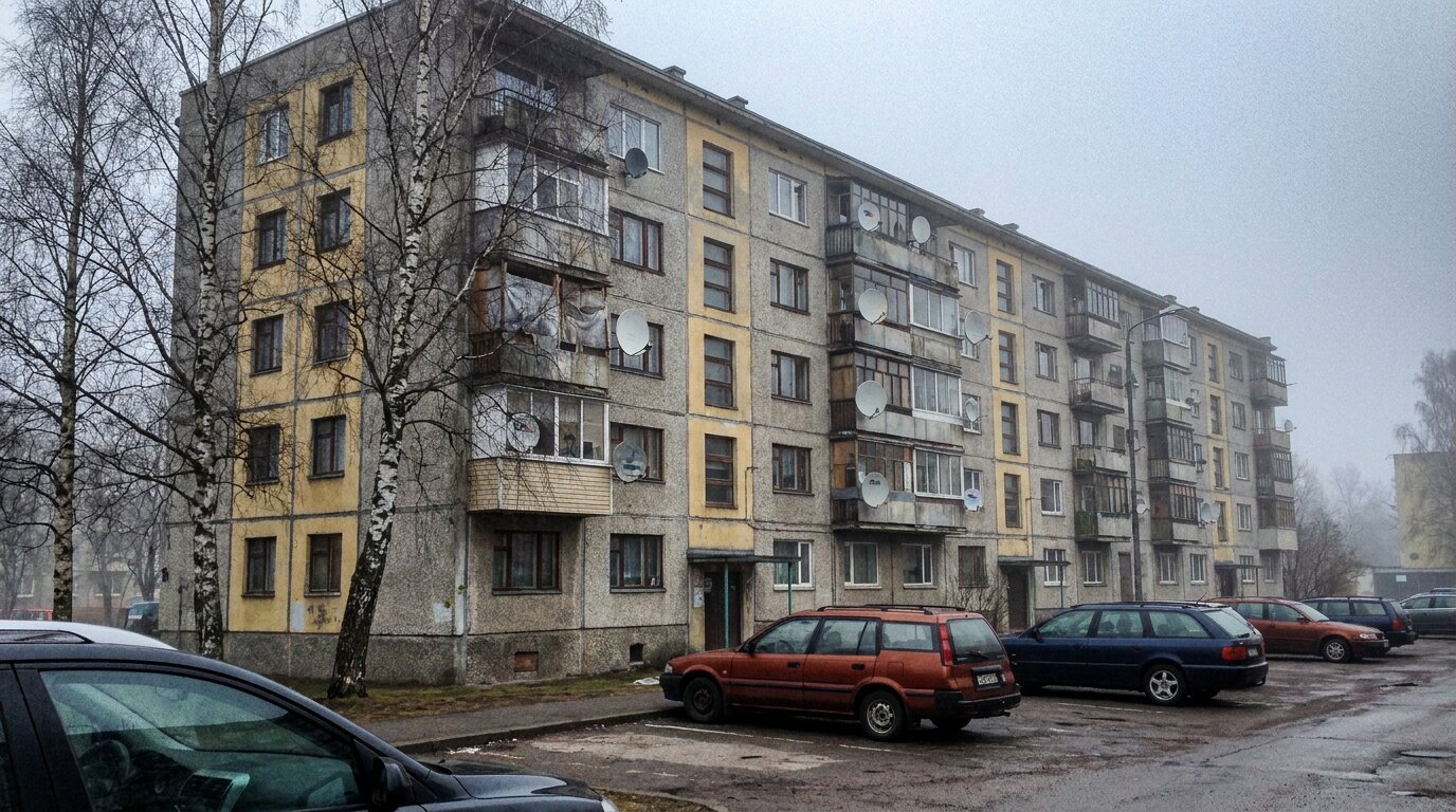 Типичный панельный дом в Ласнамяэ Таллинн, где делаем замену канализационных стояков