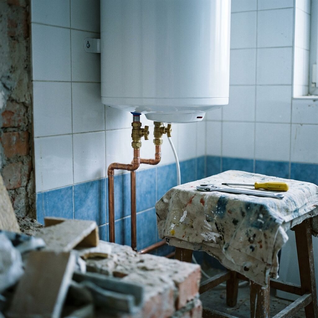 Boileri paigaldus Tallinnas – uus elektriboiler paigaldatud vannitoas