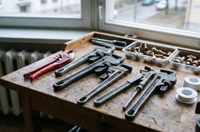 Santehnilised tööd – tööriistad ja materjalid töölaual